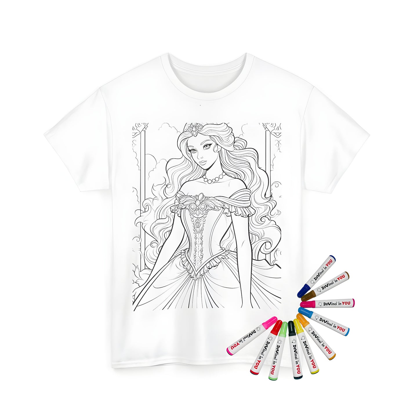 Royal girl coloring kit with 10 vibrant fabric markers for adult coloring book enthusiasts