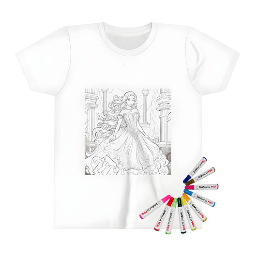 Kid's colorful princess t-shirt with intricate gown design