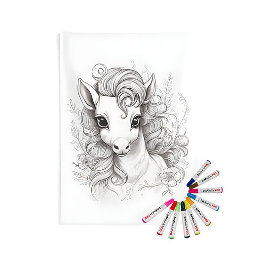 Enchanting unicorn portrait wall tapestry for indoor decoration