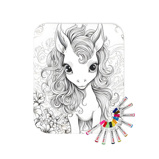 Cozy blanket featuring an adorable baby unicorn illustration