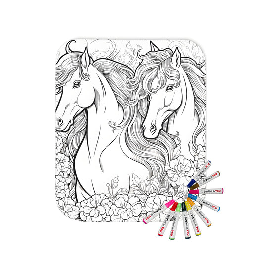 Intricate floral horse blanket coloring kit fabric markers