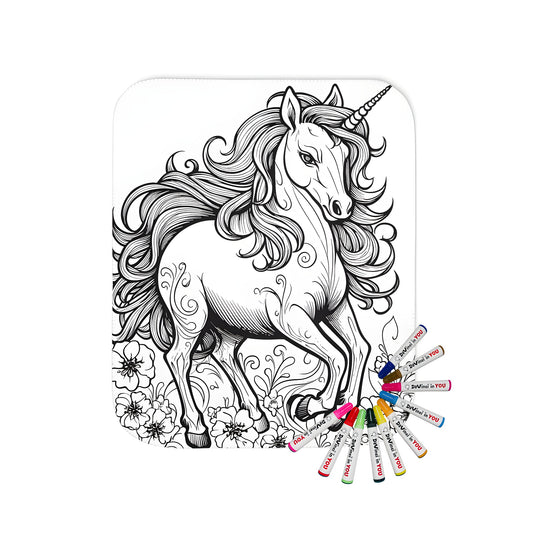 Colorful blanket featuring a vibrant unicorn design