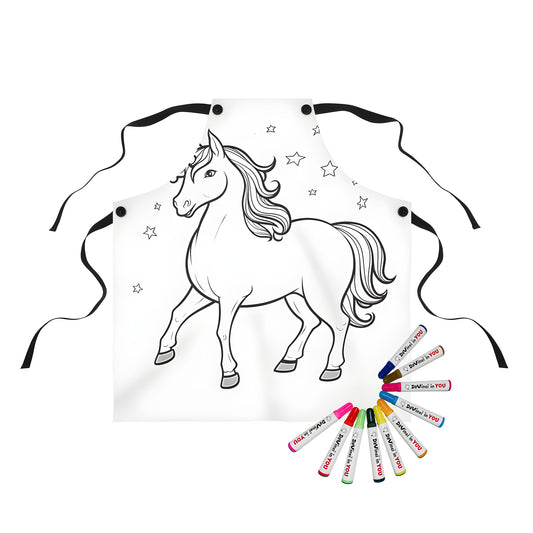 Apron featuring a magical unicorn illustration for coloring