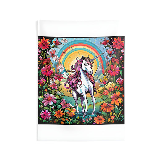 Colorful Unicorn Garden Mural Indoor Wall Hanging