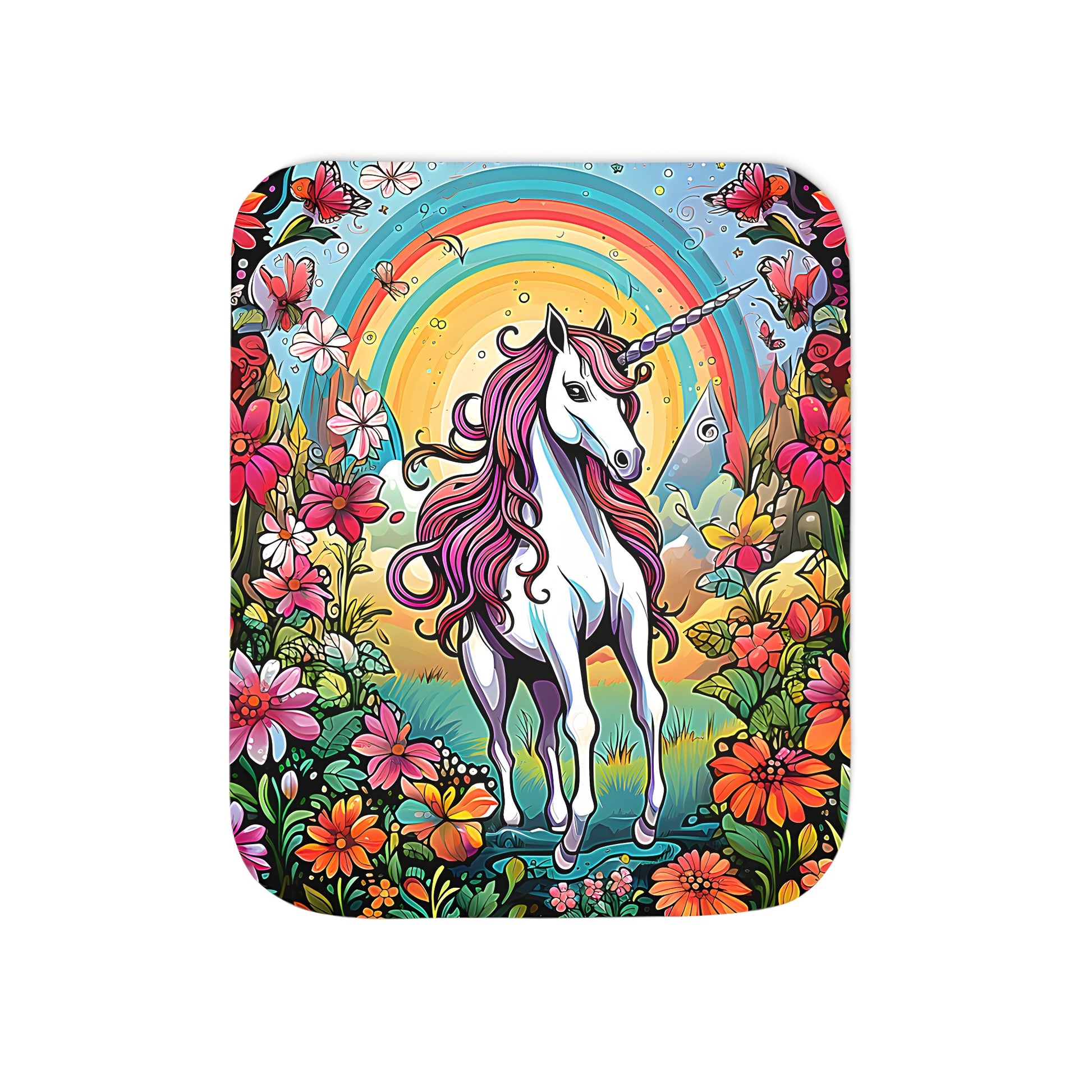 Magical Unicorn Garden Scene Blanket