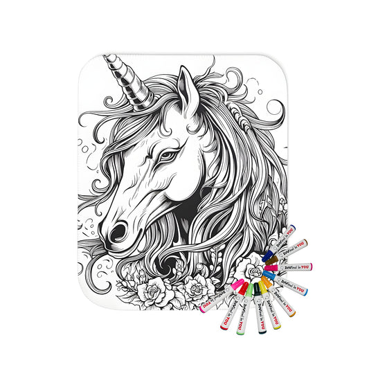 Cozy blanket with vibrant fantasy unicorn art, perfect for adults and kids alike