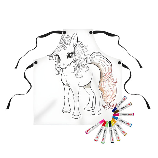 Coloring apron with adorable unicorn illustration