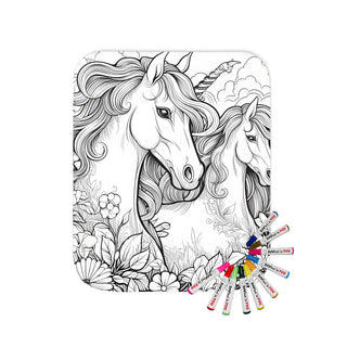 Fantasy and unicorn coloring blanket design