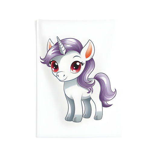 Colorful cartoon illustration of a cute unicorn for indoor wall tapestries decoration