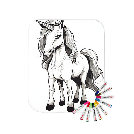 Coloring blanket featuring a beautiful horse-inspired design, also known as a mythical unicorn or steed illustration