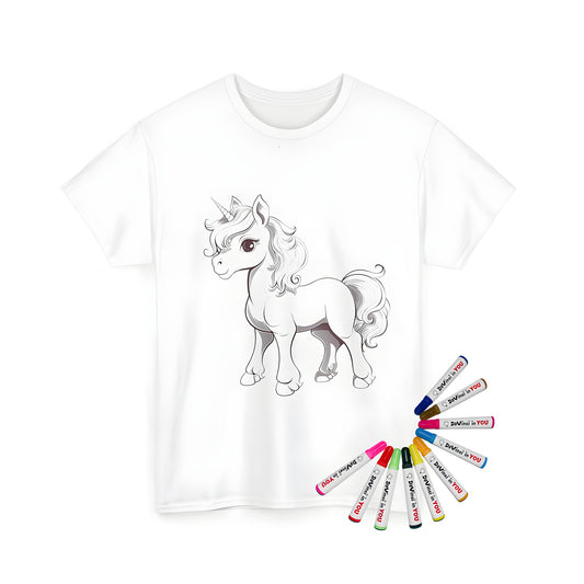 Unisex t-shirt featuring a colorful unicorn design