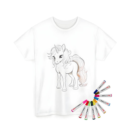 Adorable Unisex T-shirt featuring a colorful baby unicorn illustration