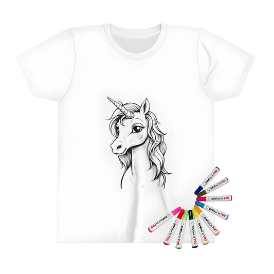 Colorful kid's t-shirt with vibrant unicorn illustration