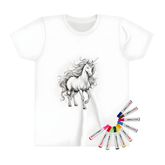 Coloring kit with kids t-shirt and unicorn design