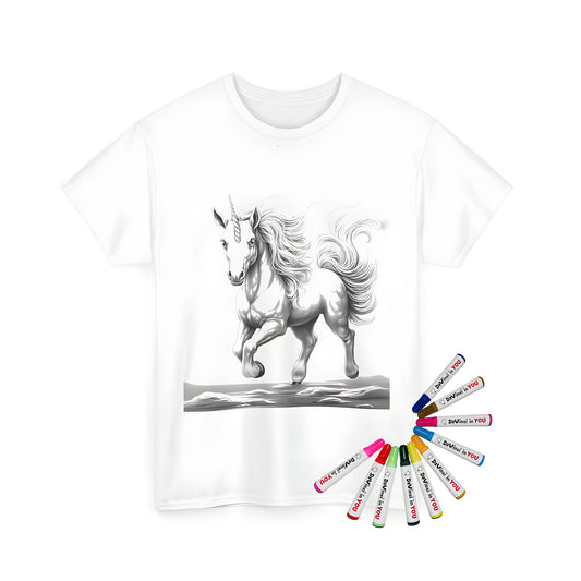 Unisex t-shirt with majestic unicorn illustration