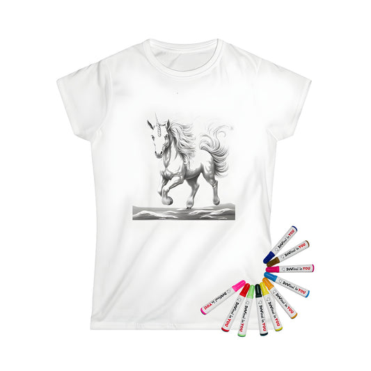 Women's t-shirt with majestic unicorn illustration graphic print