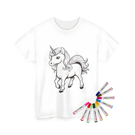 Unisex t-shirt featuring a majestic unicorn illustration with flowing mane