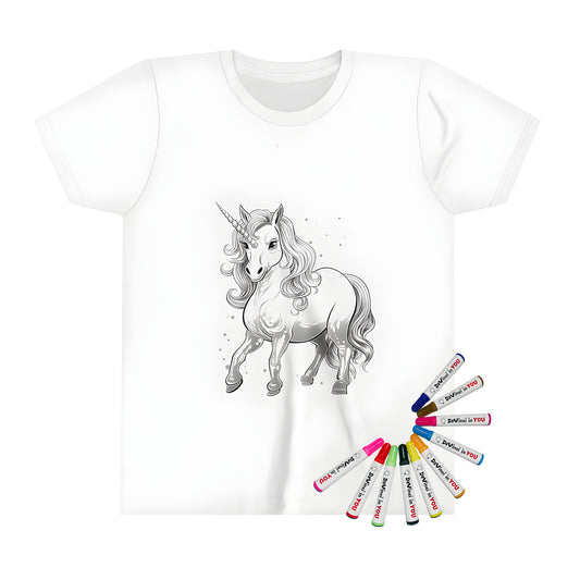 Coloring Kit Unicorn Design Kids' T-Shirt with Fabric Markers