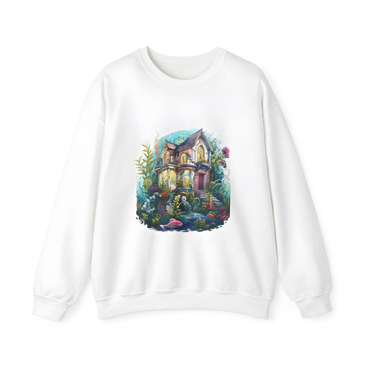 Vibrant underwater house design adult sweatshirt