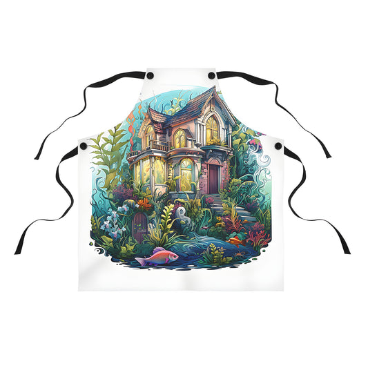 Underwater apron with vibrant ocean fantasy theme