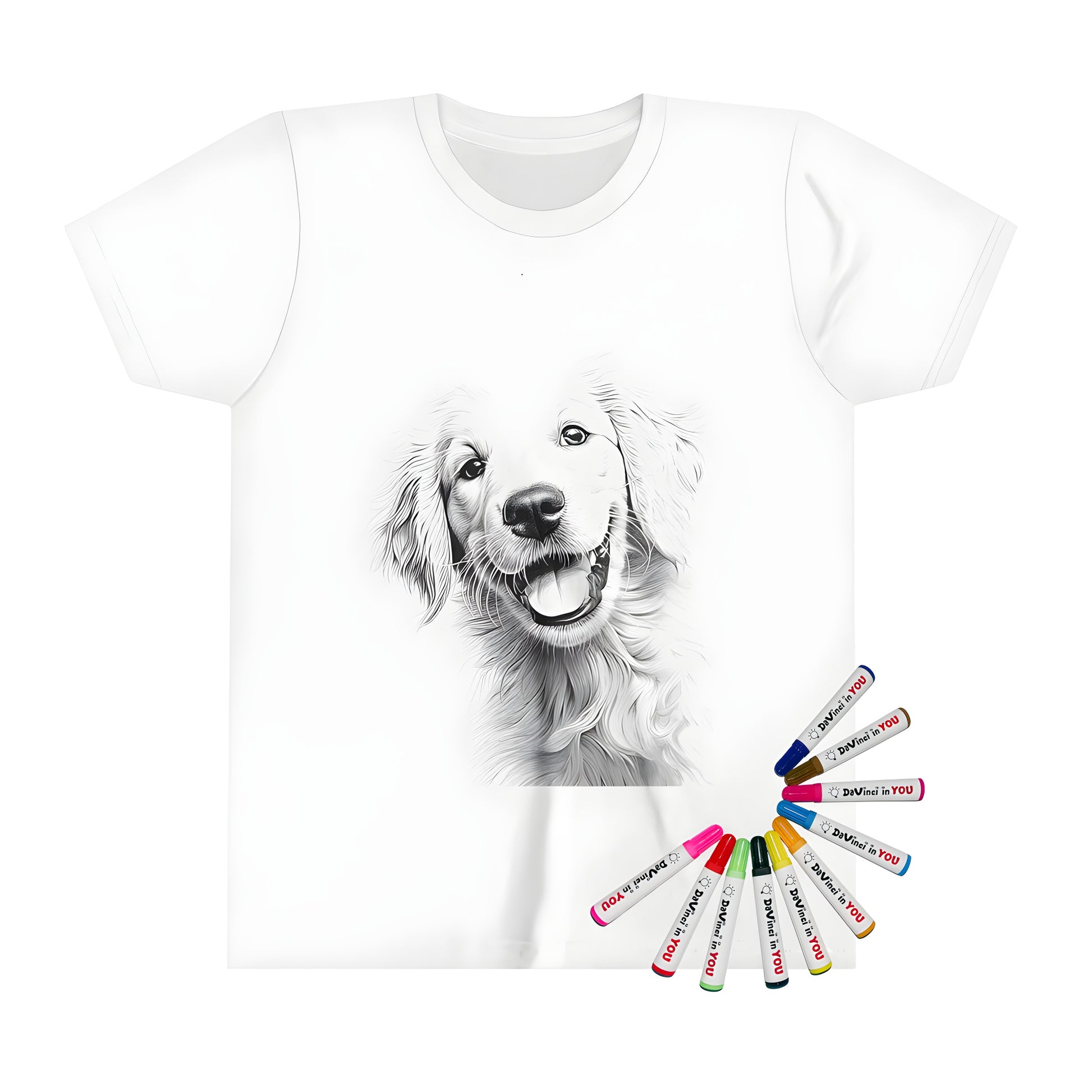 Golden Retriever dog portrait t-shirt for kids, colorful kid's t-shirt