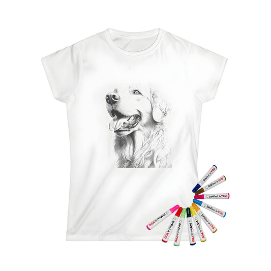 Golden Retriever dog illustration on women's t-shirt