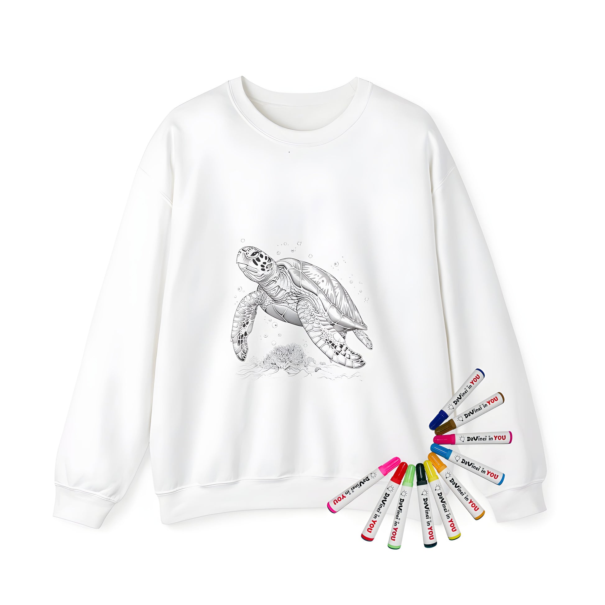 Adult sweatshirt featuring a colorful sea turtle design