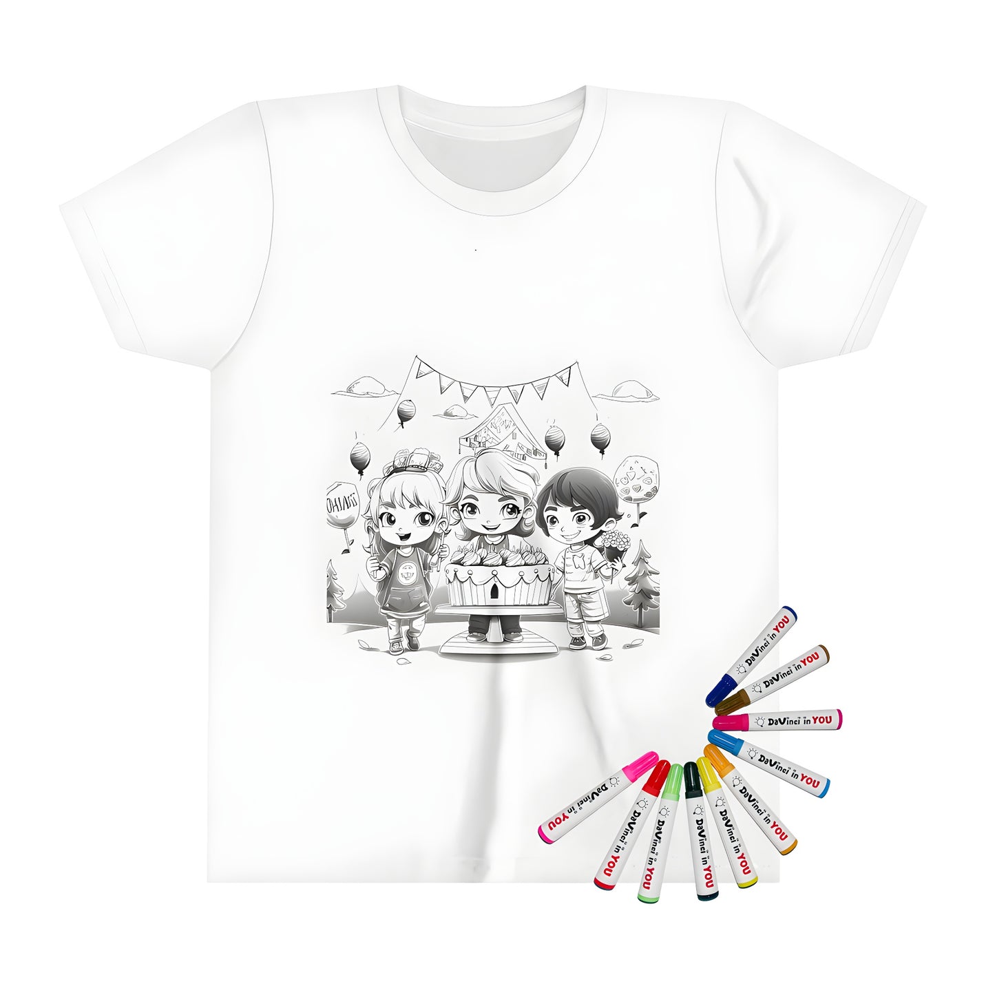 Kid's T-shirt with colourful children's birthday celebration design