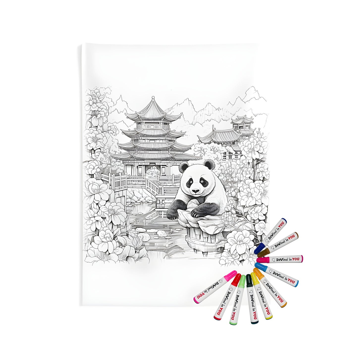 Giant panda illustration wall hanging artwork