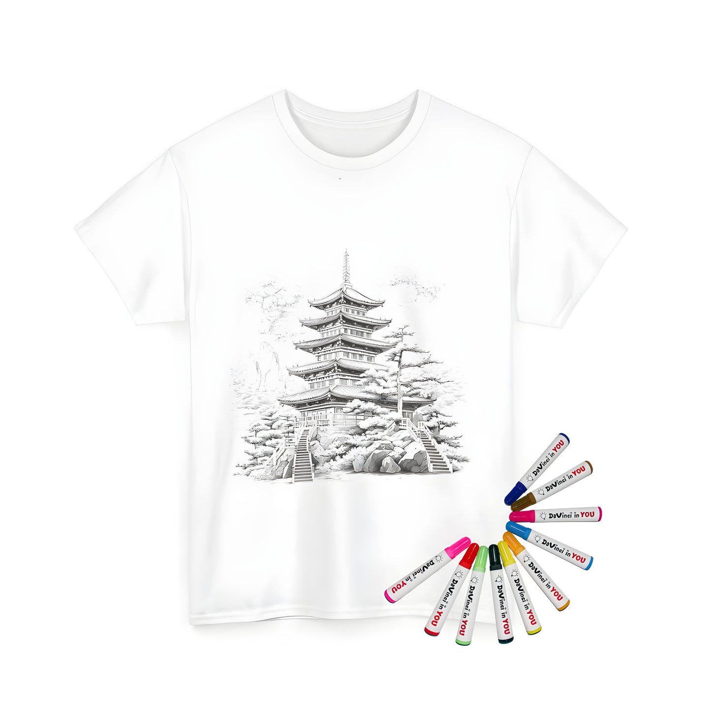 Intricate temple illustration on unisex t-shirt