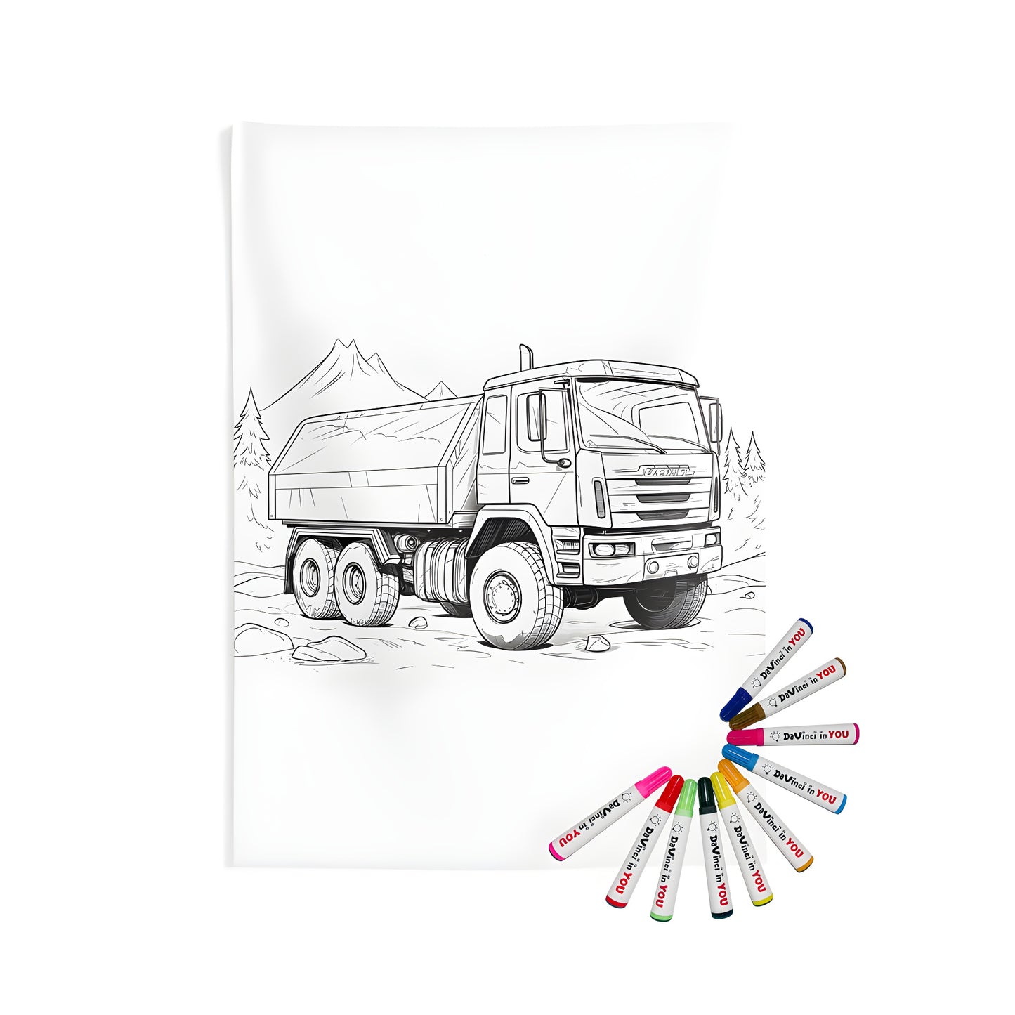 Large Truck Illustration Indoor Wall Tapestry