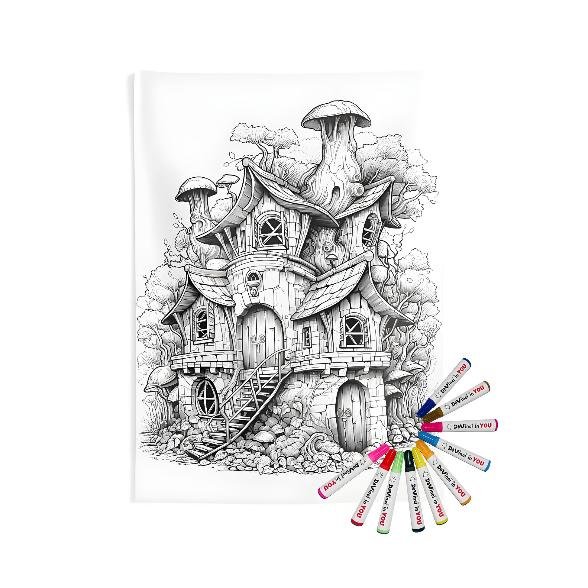 Whimsical fantasy house indoor wall tapestry design