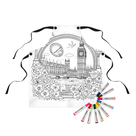 Colouring apron of London landmark clock tower and iconic government building