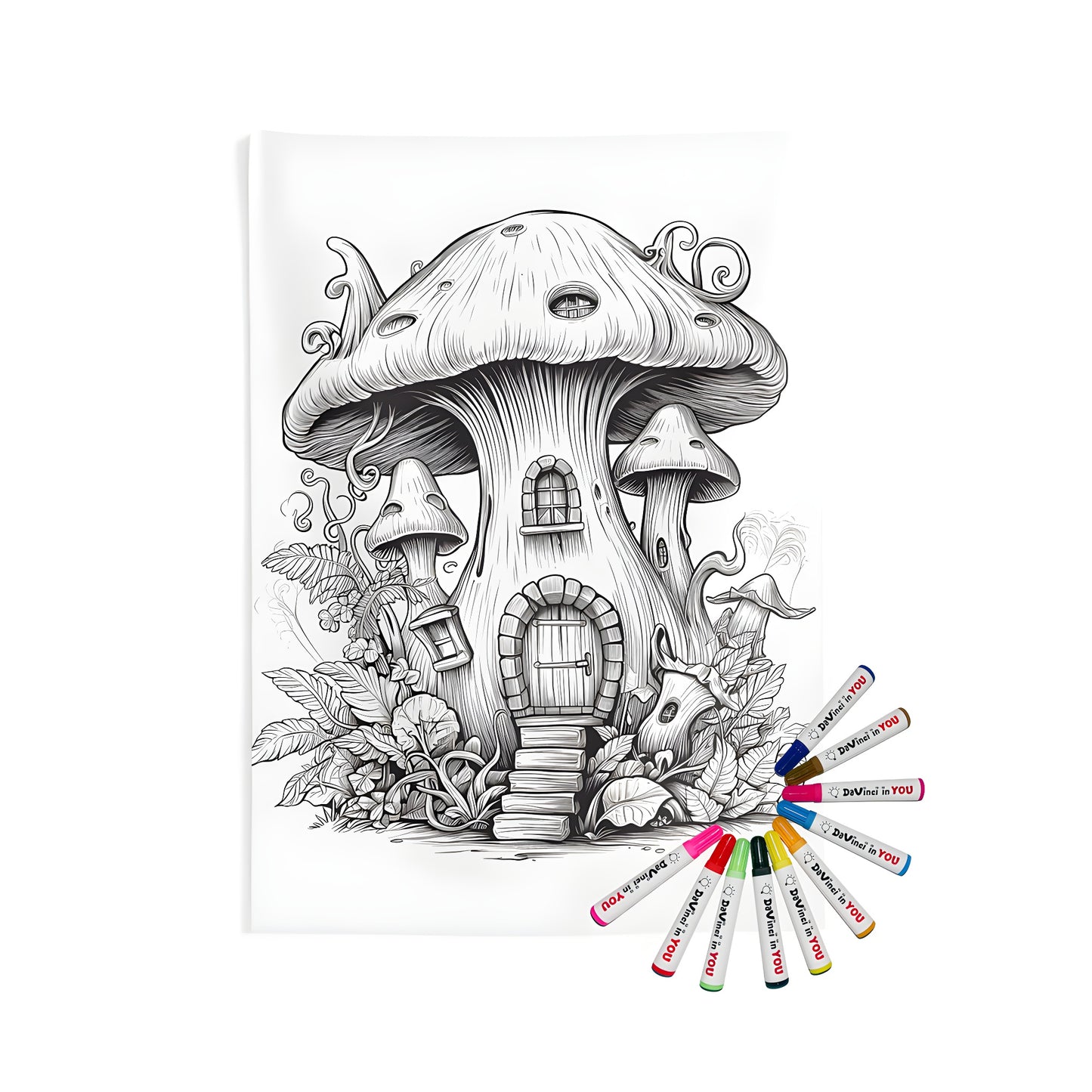 Indoor Wall Tapestry of Whimsical Mushroom Abode