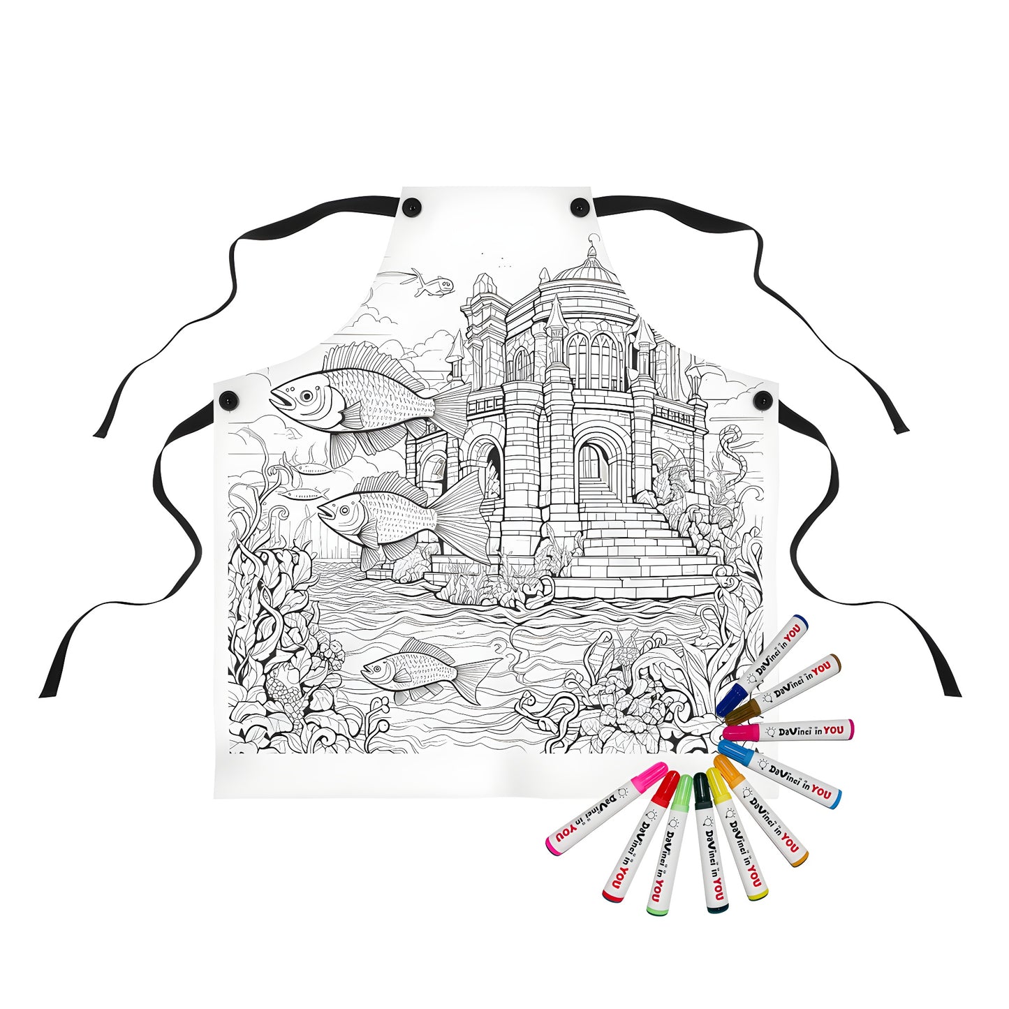 Aprons with oceanic underwater castle designs