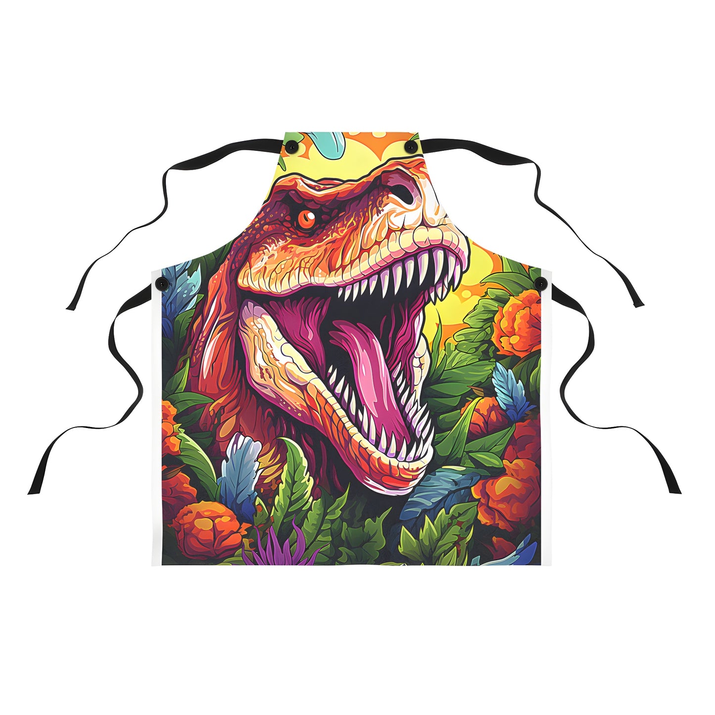 Dinosaur themed aprons for men and women - Roaring prehistoric dinosaurs in jungle setting - Gift ideas for dinosaur lovers