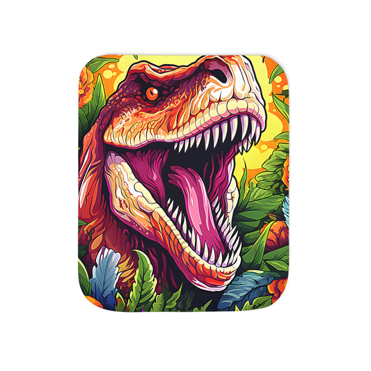 Colorful T-Rex blanket illustration