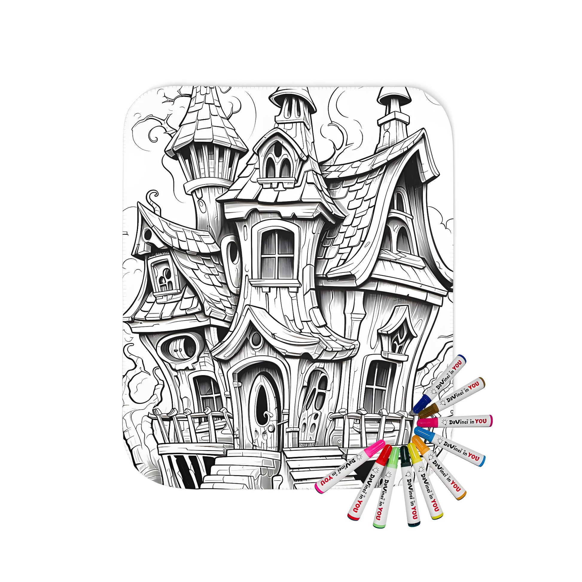 Whimsical Fantasy House Coloring Page Blanket