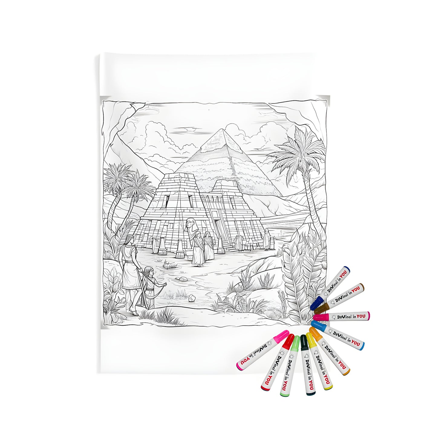 Ancient Egyptian Pyramid Coloring Art Indoor Wall Tapestry