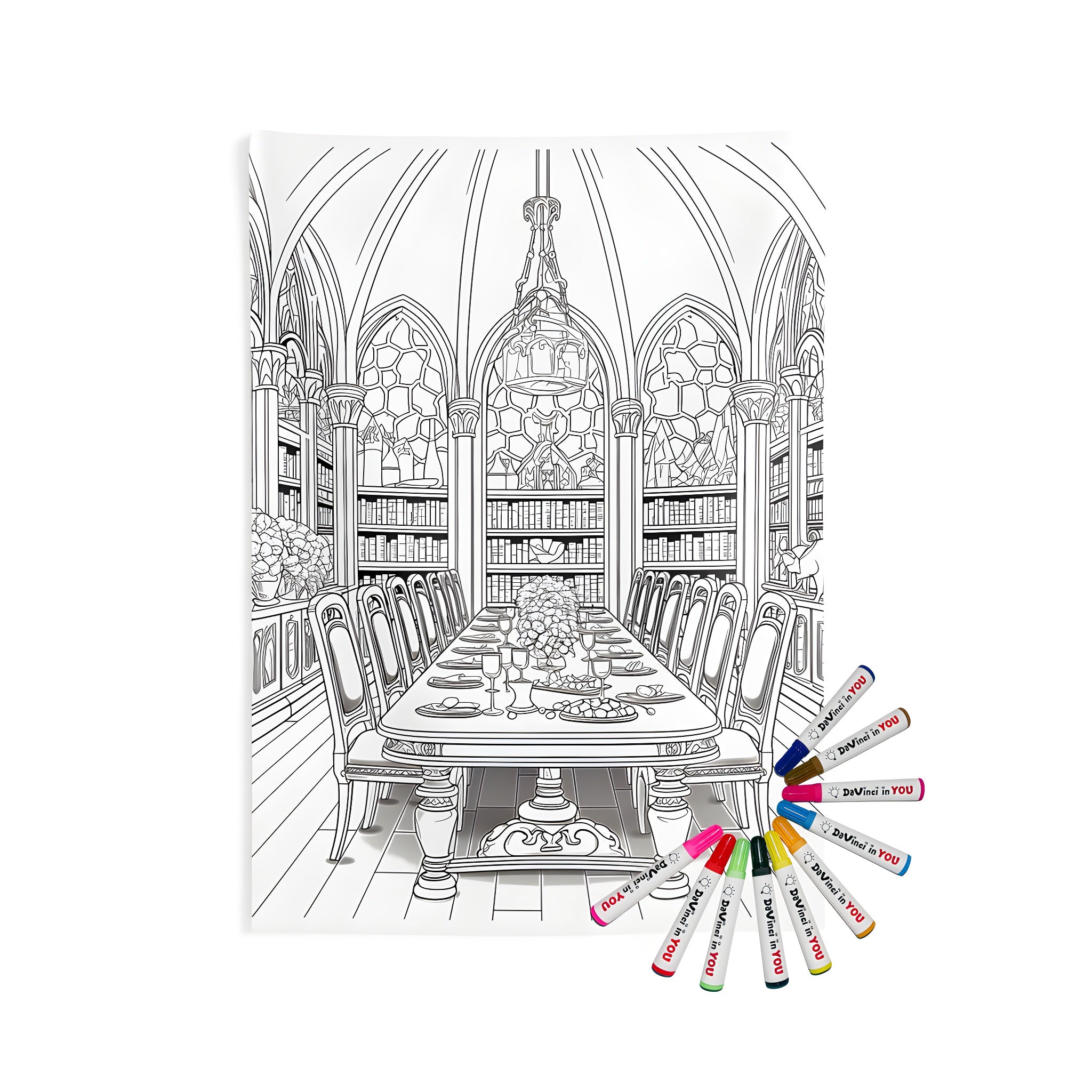FREE Intricate Dining Hall Coloring Page - Download NOW 🏰 – Davinci in You
