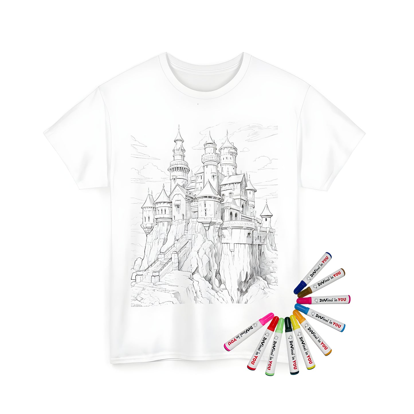 Unisex t-shirt with intricate medieval castle design