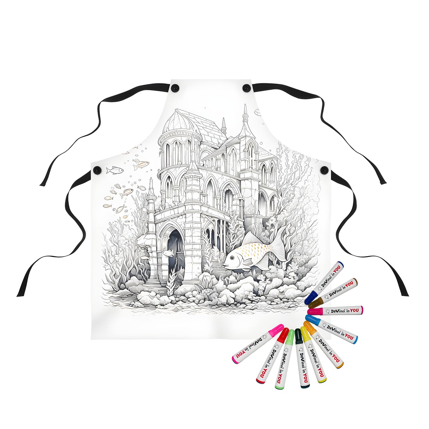 Underwater Kingdom, Beach Scene, Ocean Castle, Coral Reef Art Apron