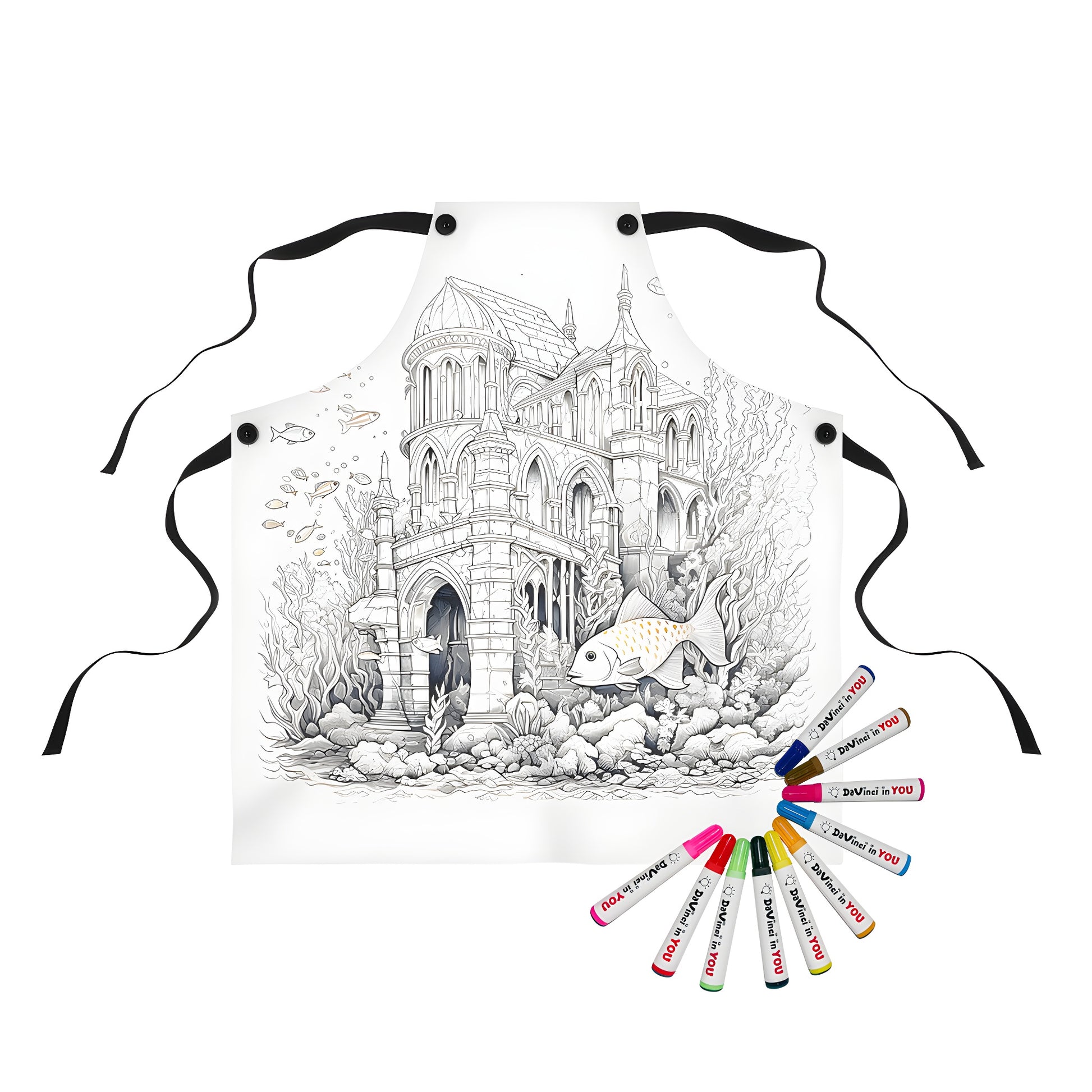 Underwater Kingdom, Beach Scene, Ocean Castle, Coral Reef Art Apron