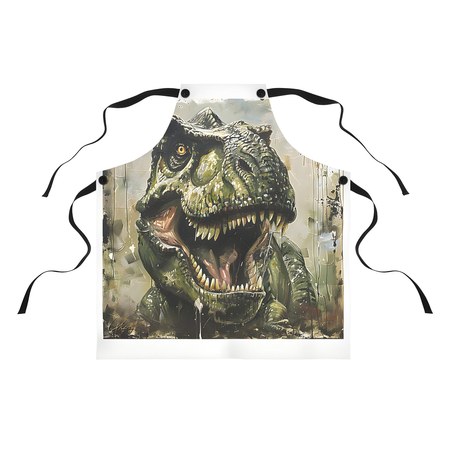 Colorful Apron with T-Rex design, Roaring Dino artwork