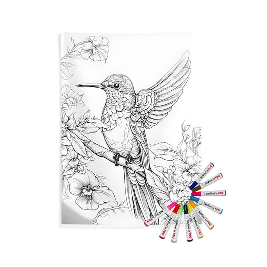 Colorful hummingbird tapestry for bedroom decor