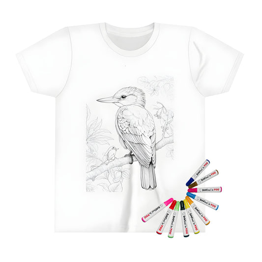 Birds perched on a tree branch design on kids t-shirt