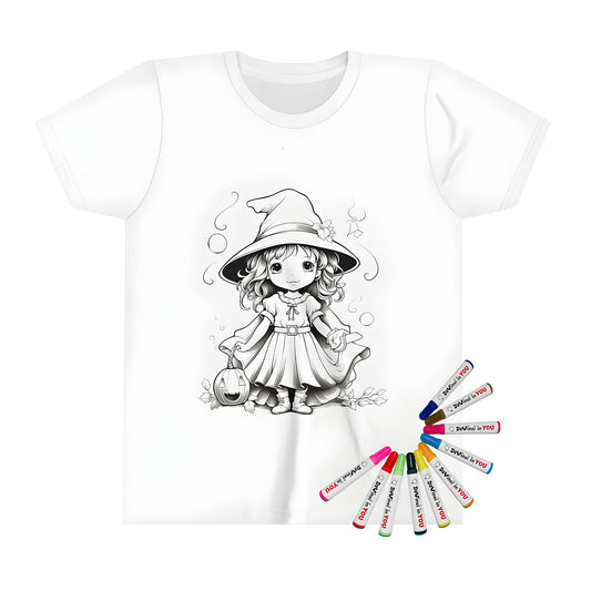 Girl costume t-shirt, kid's witch outfit tee, little girl Halloween shirt