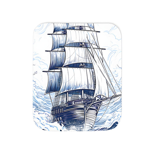 Cozy blanket with a detailed sailing vessel print