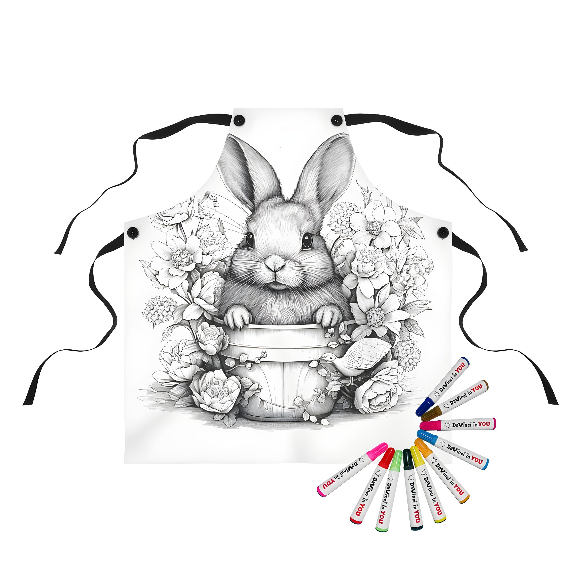 Apron Coloring Kit with 10 Fabric Markers - Rabbit in Nature – Davinci ...