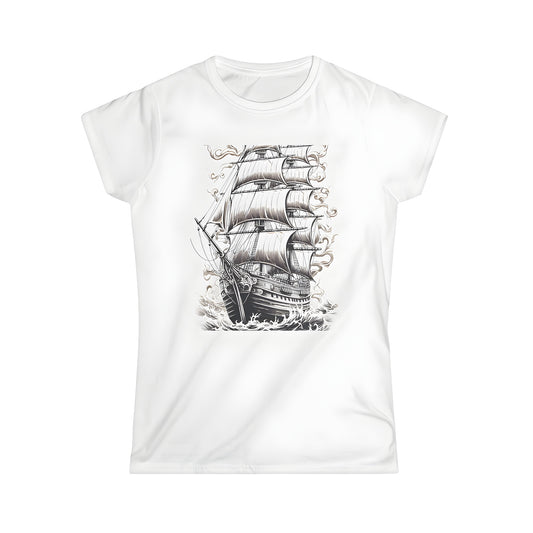 Vintage sailboat image on women's t-shirt